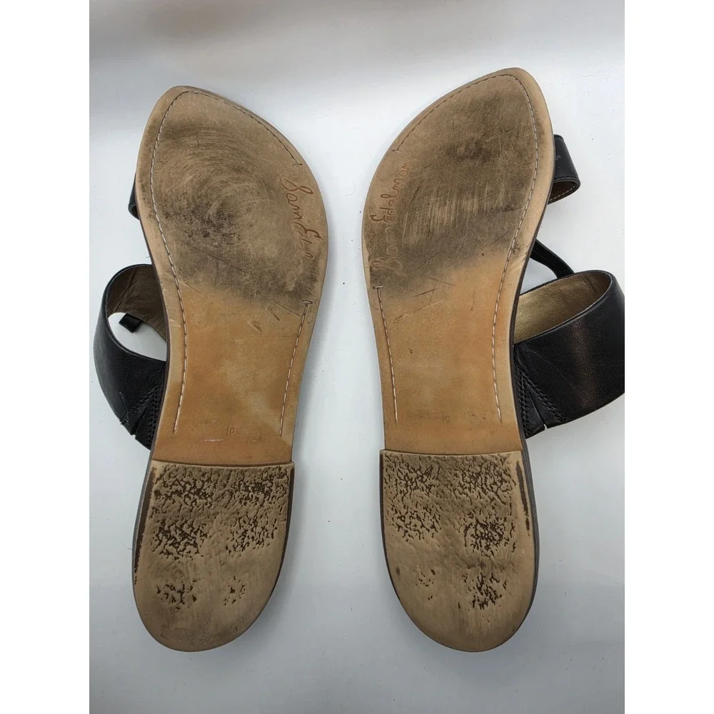 Sam Edelman Kane Slide Sandals‎ Women's Sz 10 Black Leather Strappy Resort Boho